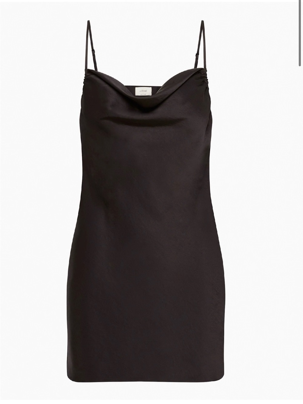 Aritzia Wilfred Black Satin Slip Mini Dress | Size 2XS - Picture 4 of 12